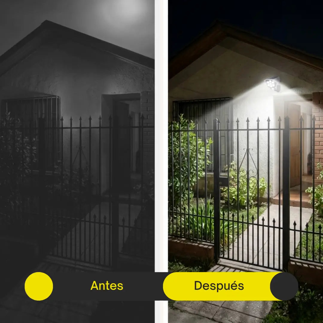 LightAlert™ · Foco Solar Disuasivo · Tu familia no puede vivir con miedo!