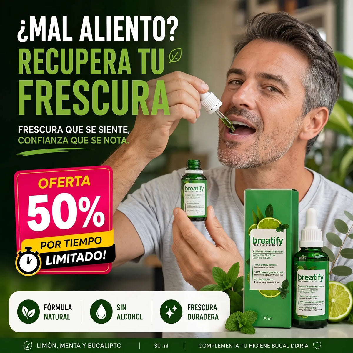 BreatifyPRO™ · Gotas para el mal aliento · Ríe sin vergüenza