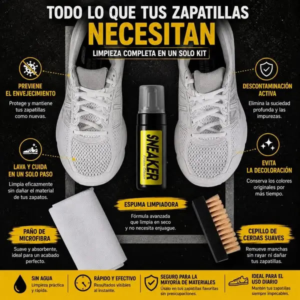 Kit ShoeClean™ · Espuma Limpiadora Sin Agua, Sin Dañar