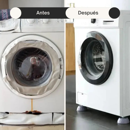 AntiVibraPRO™ · 4 Soportes Antivibración · Dile adiós al Ruido de la Lavadora