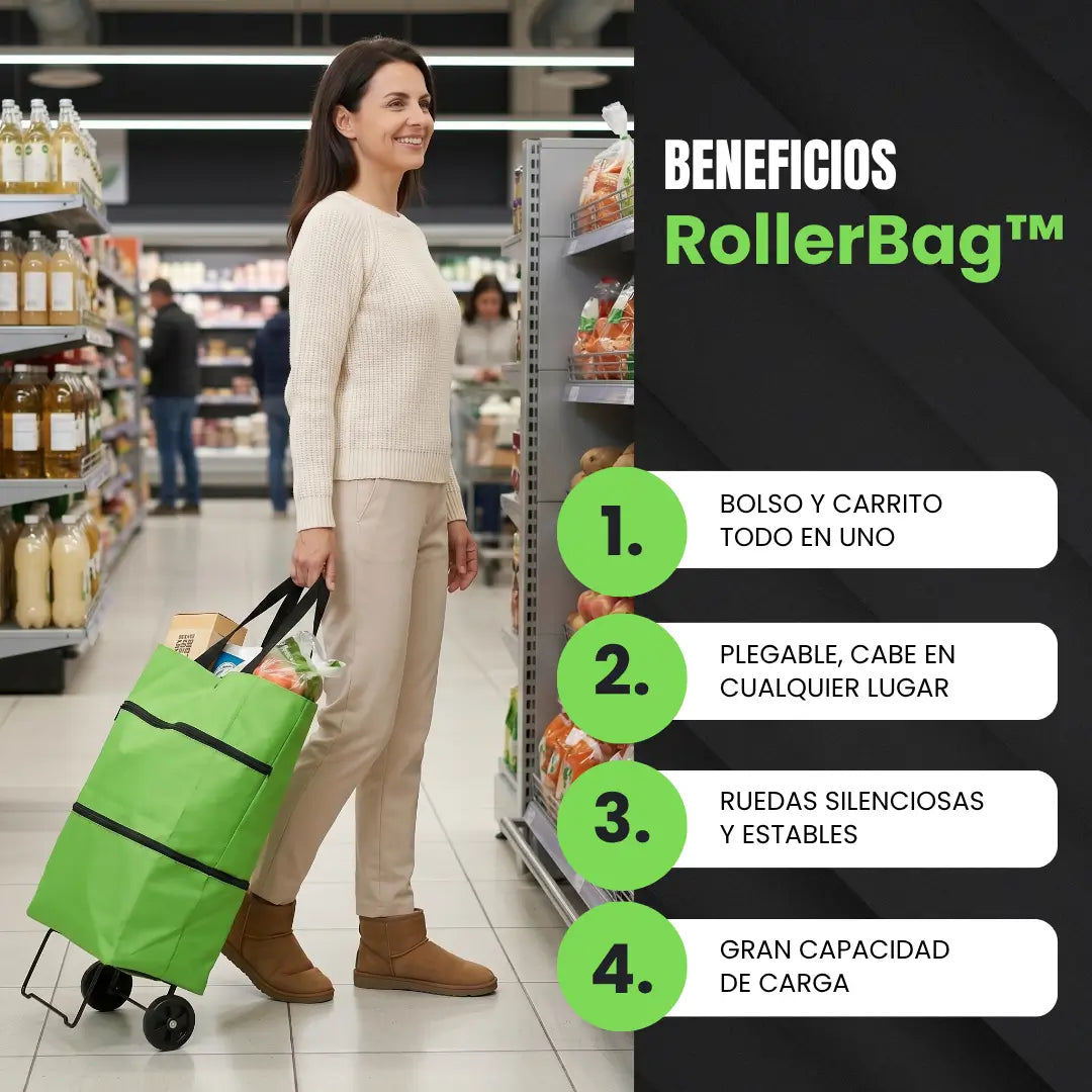 RollerBag™ · Bolso Plegable Con Ruedas · Sin Peso, Sin Dolor