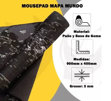 MOUSE PAD GAMER MAPA MUNDO