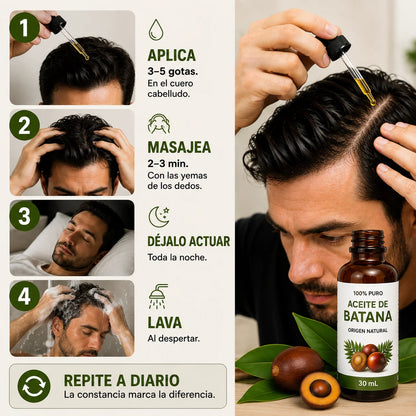 BatanaCapilar™ · Aceite Anticaída · Vuelve a mostrar tu cabello