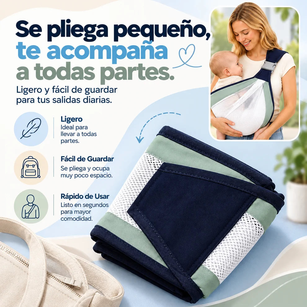 LlévameContigo™ · Portabebé Ajustable · Cárgalo con menos esfuerzo