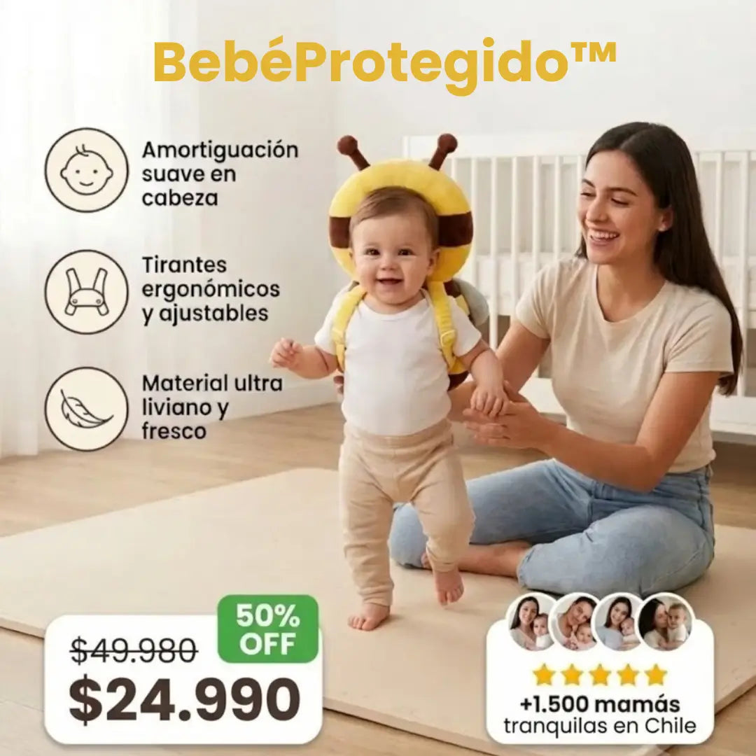 BebéProtegido™ · Protector de Cabeza · Amortigua sus Caídas