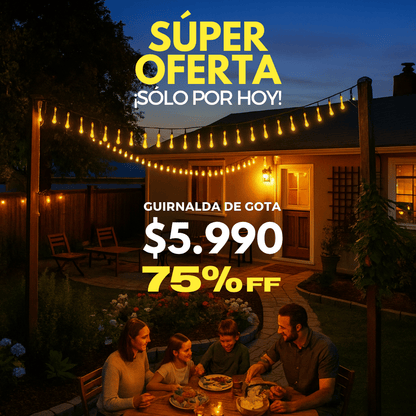SÚPER OFERTA GUIRNALDA DE GOTA CON 75% OFF!