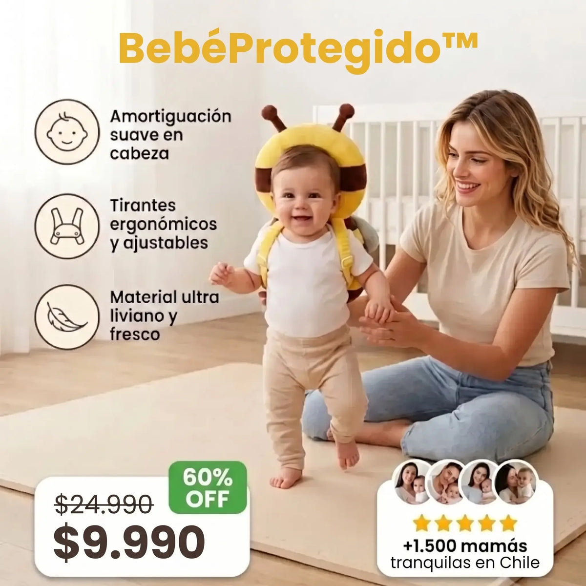 BebéProtegido™ · Protector de Cabeza